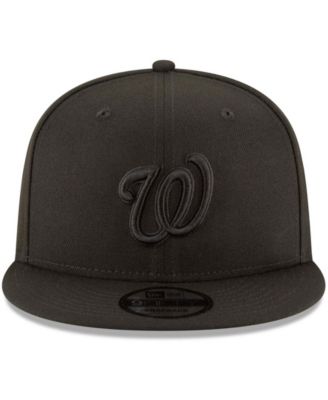 Men's Black Washington Nationals Black on Black 9FIFTY Team Snapback Adjustable Hat