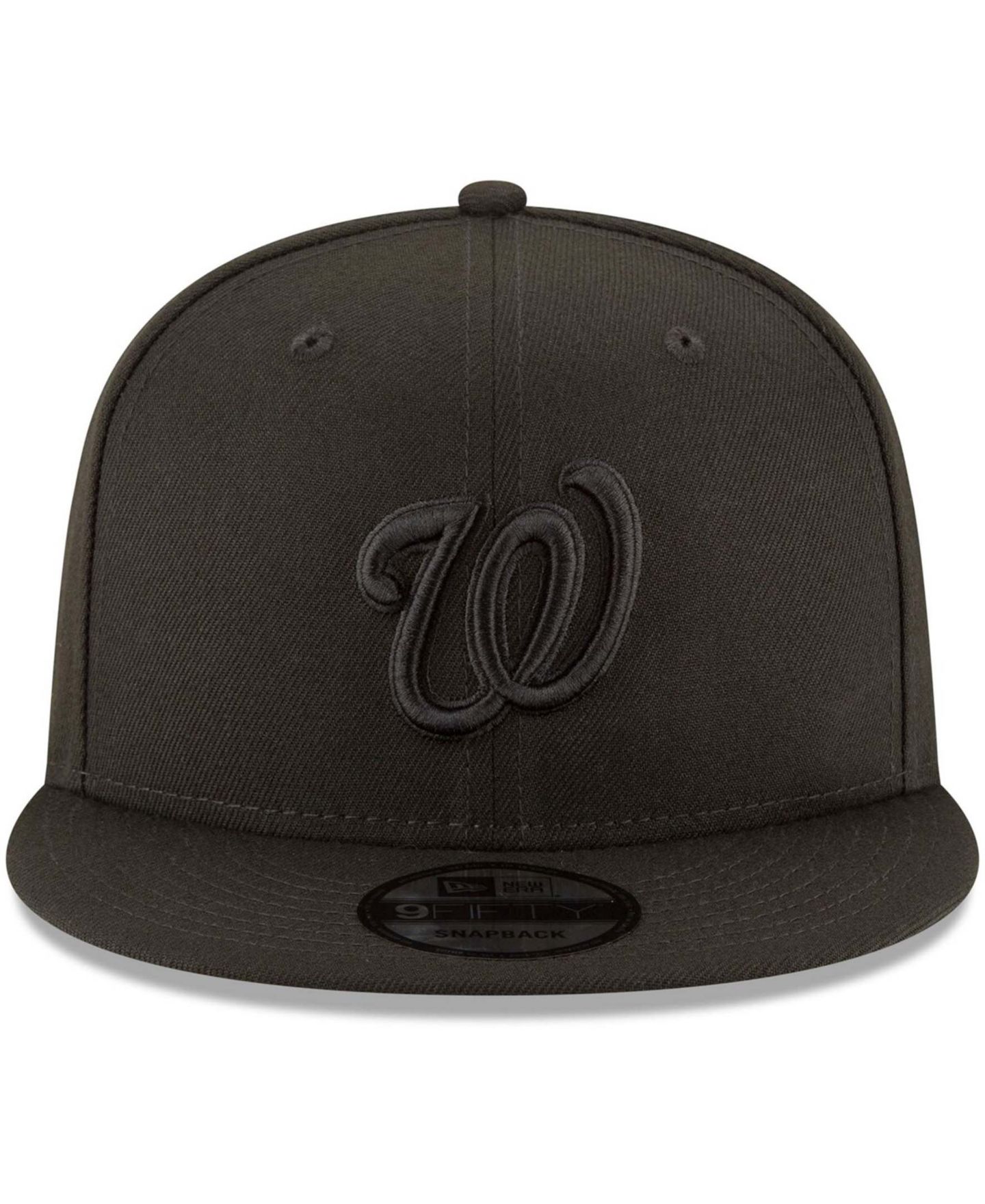 Мужская кепка New Era Black Washington Nationals Black on Black 9FIFTY Team Snapback Adjustable Hat — фото 4
