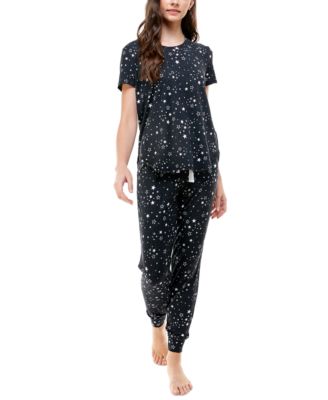 Printed Short Sleeve Top & Jogger Pajama Set