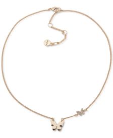 Gold-Tone Double Butterfly Pendant Necklace, 16" + 3" extender