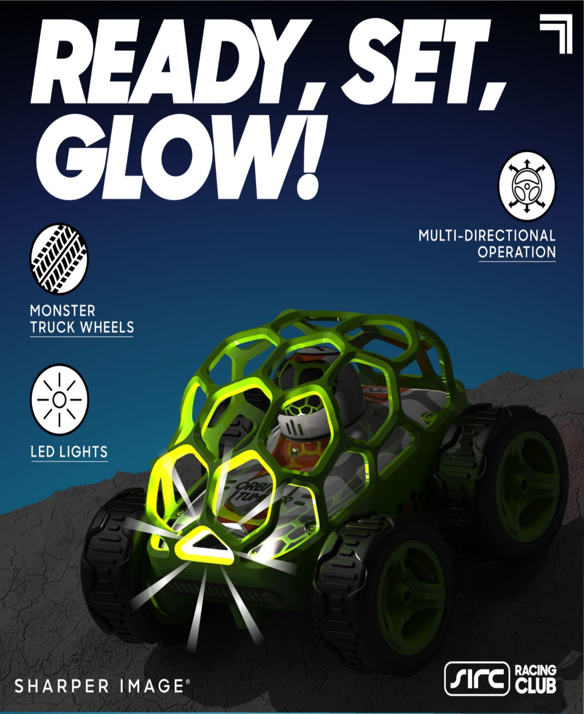 Sharper Image Orbit Tumbler Glow-in-the-dark All-terrain Rover Toy In Bright Green