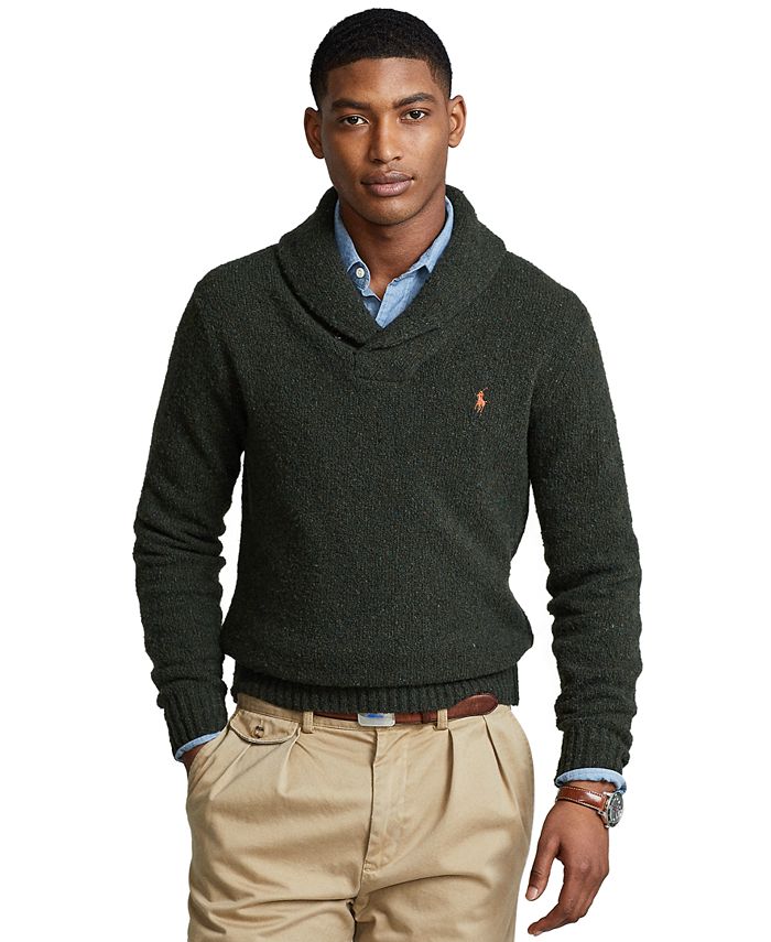 Polo Ralph Lauren Men's Speckled Wool-Blend Shawl Sweater - Macy's