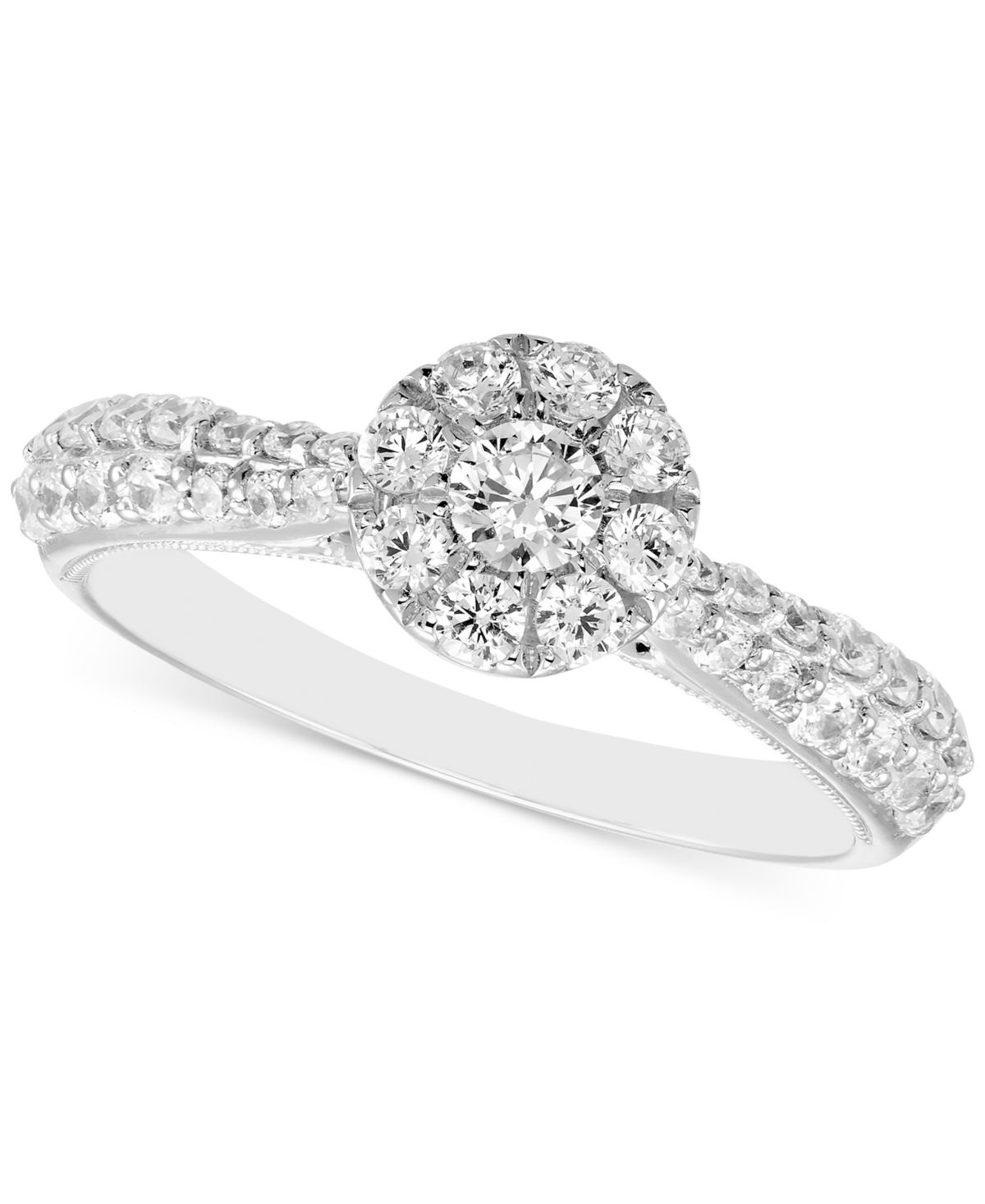 Diamond Halo Engagement Ring (3/4 ct. t.w.)i n 14k White Gold - White Gold