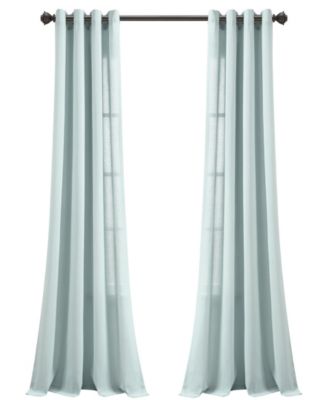 Lush Decor Faux Linen Grommet Window Curtain Panel Pair 52"W x 84"L Blue - Linen Curtains For Bedroom - Blue Curtains For Living Room