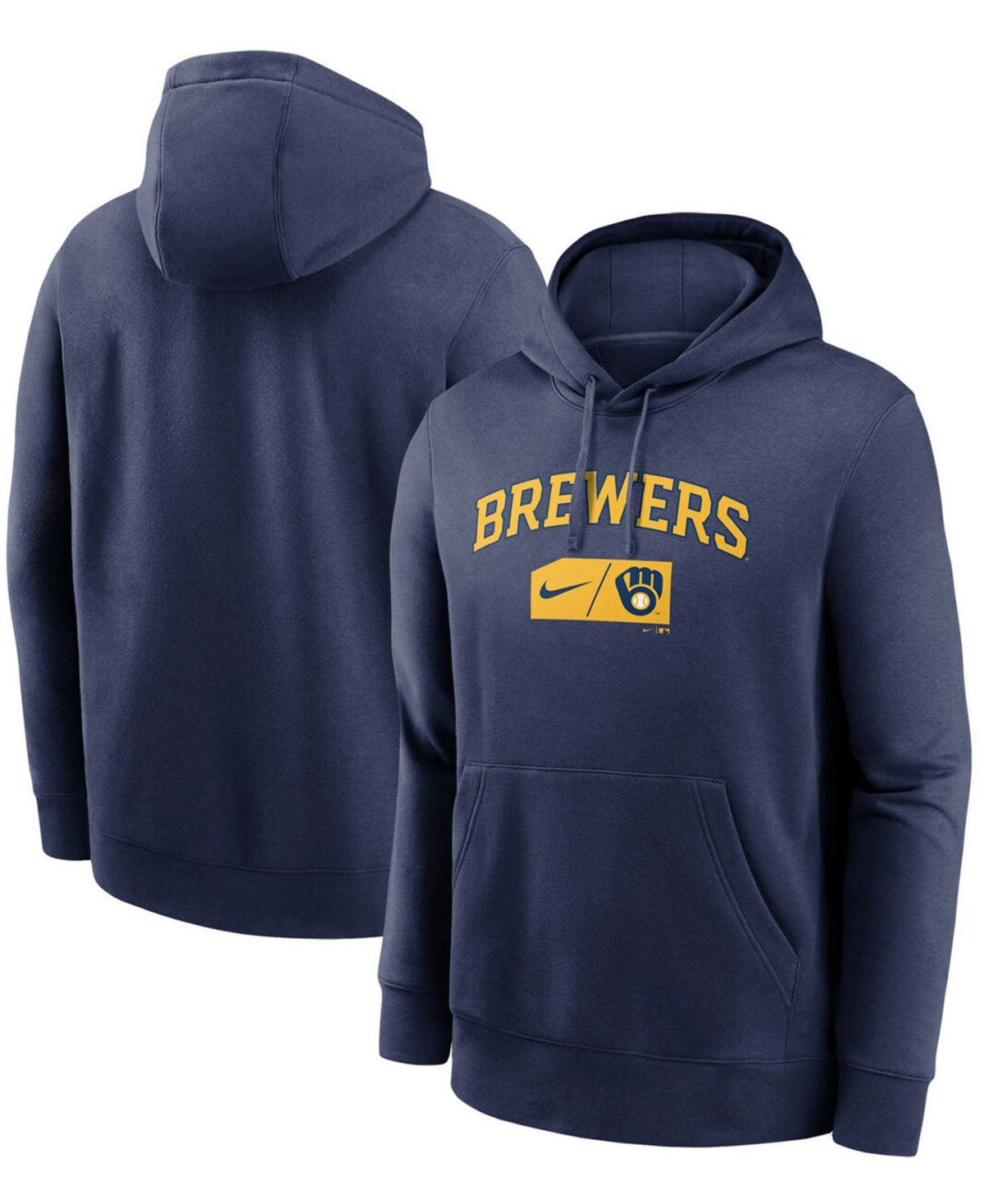 Men's Navy Milwaukee Brewers Team Lettering Club Pullover Hoodie