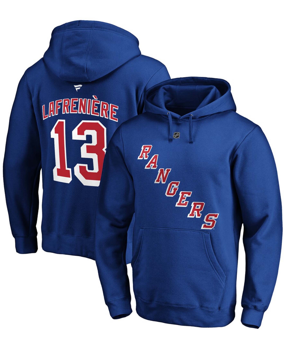 Shop Fanatics Men's Alexis Lafreniere Royal New York Rangers Authentic Stack Name And Number Pullover Hoodie