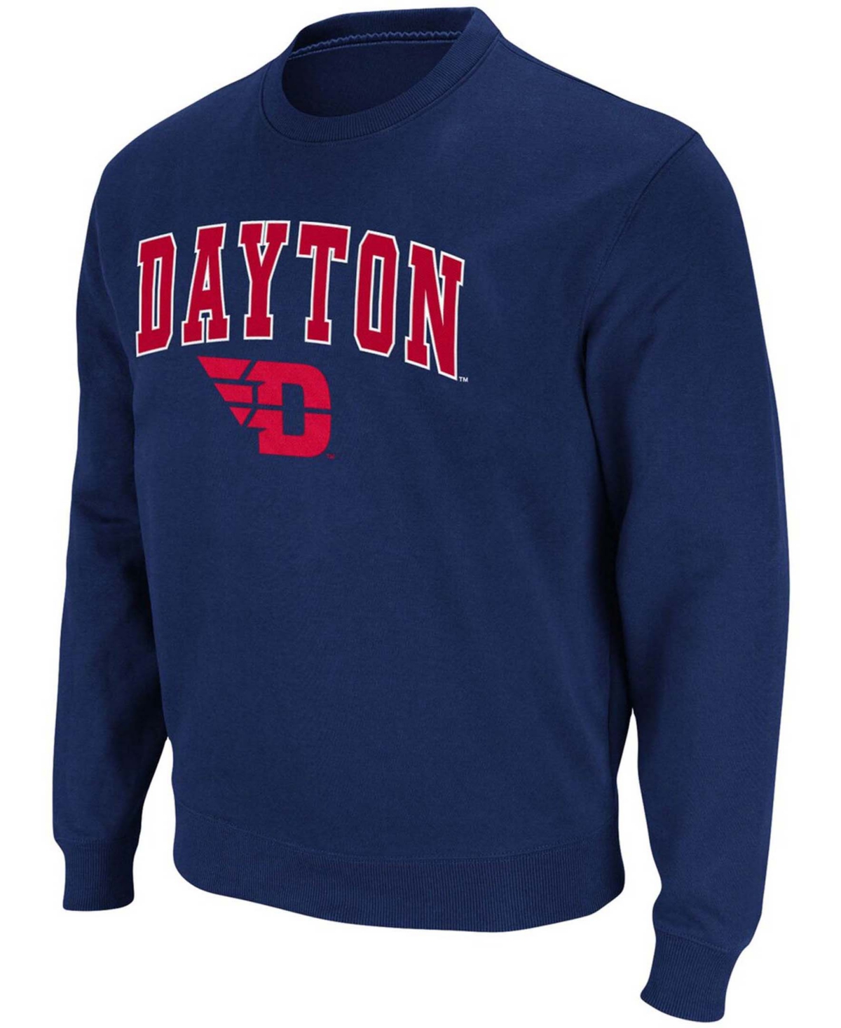 COLOSSEUM MEN'S NAVY DAYTON FLYERS ARCH LOGO TACKLE TWILL PULLOVER SWEATSHIRT