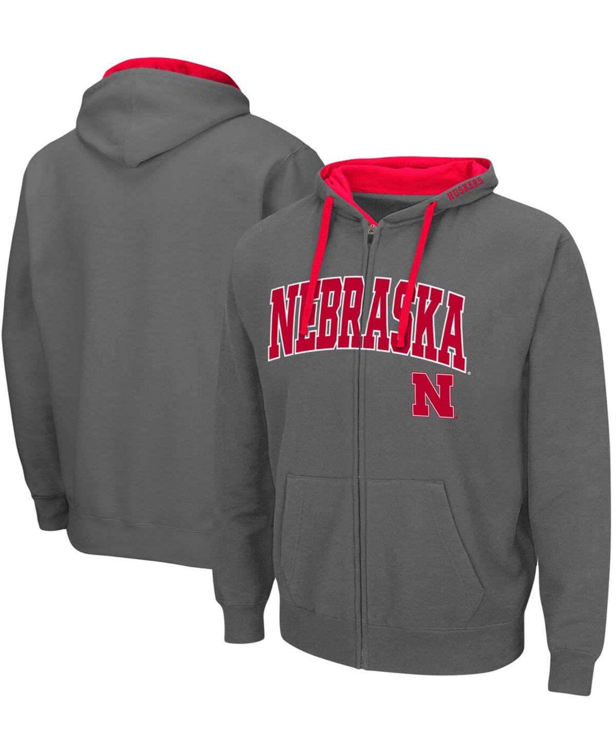 Colosseum Men's Charcoal Nebraska Huskers Arch Logo 2.0 Full-zip Hoodie In Charcoal