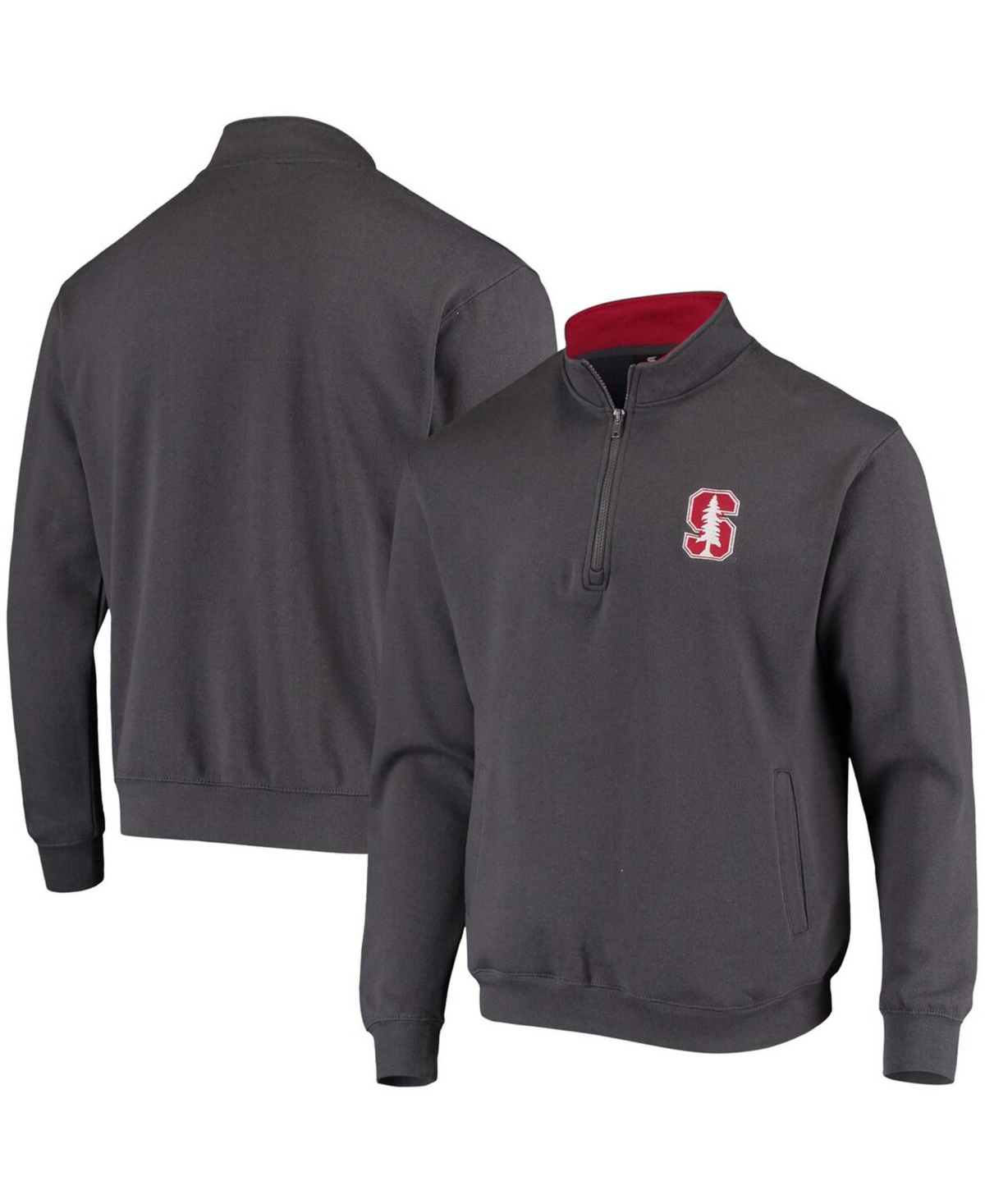 Men's Big and Tall Charcoal Stanford Cardinal Tortugas Logo Quarter-Zip Jacket