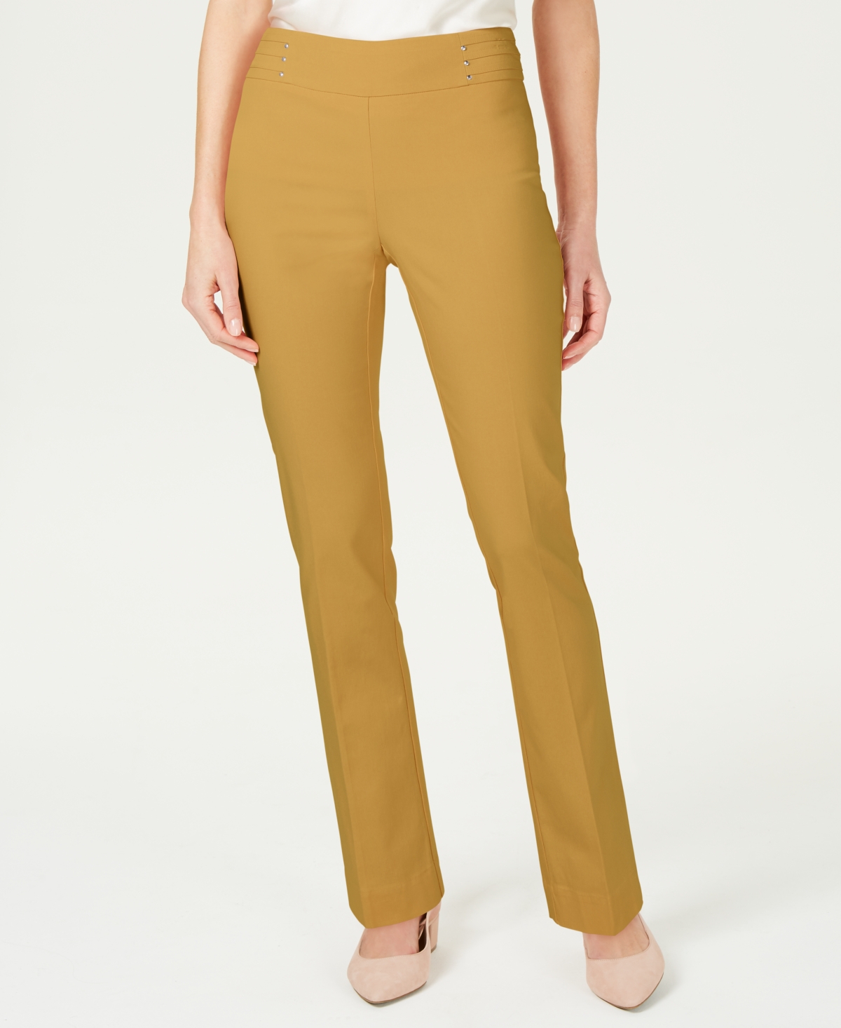 Jm Collection Studded Pull-on Tummy Control Pants, Regular And Short Lengths,  Created For Macy's In Saffron Gold