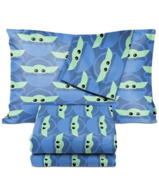 Photo 1 of Star Wars Baby Yoda Sheet Sets
Set includes: one flat sheet (81" x 96"), one fitted sheet (54" x 75" x 14"), two pillowcases (20" x 30")
Printed design featuring Grogu
Fabric: polyester
Machine washable