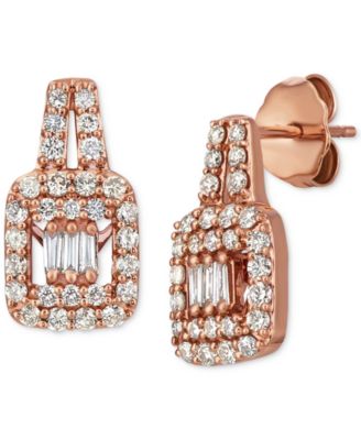 Nude Diamond Openwork Round & Baguette Drop Earrings (5/8 ct. t.w.) in 14k Rose Gold