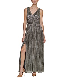 Belted Metallic Gown