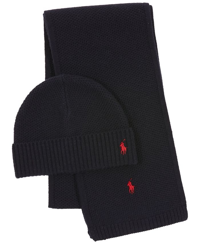 Polo Ralph Lauren Men's Textured Scarf & Hat Gift Set Macy's