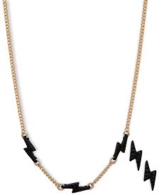 Two-Tone 2-Pc. Set Pavé Lightening Bolt Statement Necklace & Matching Stud Earrings