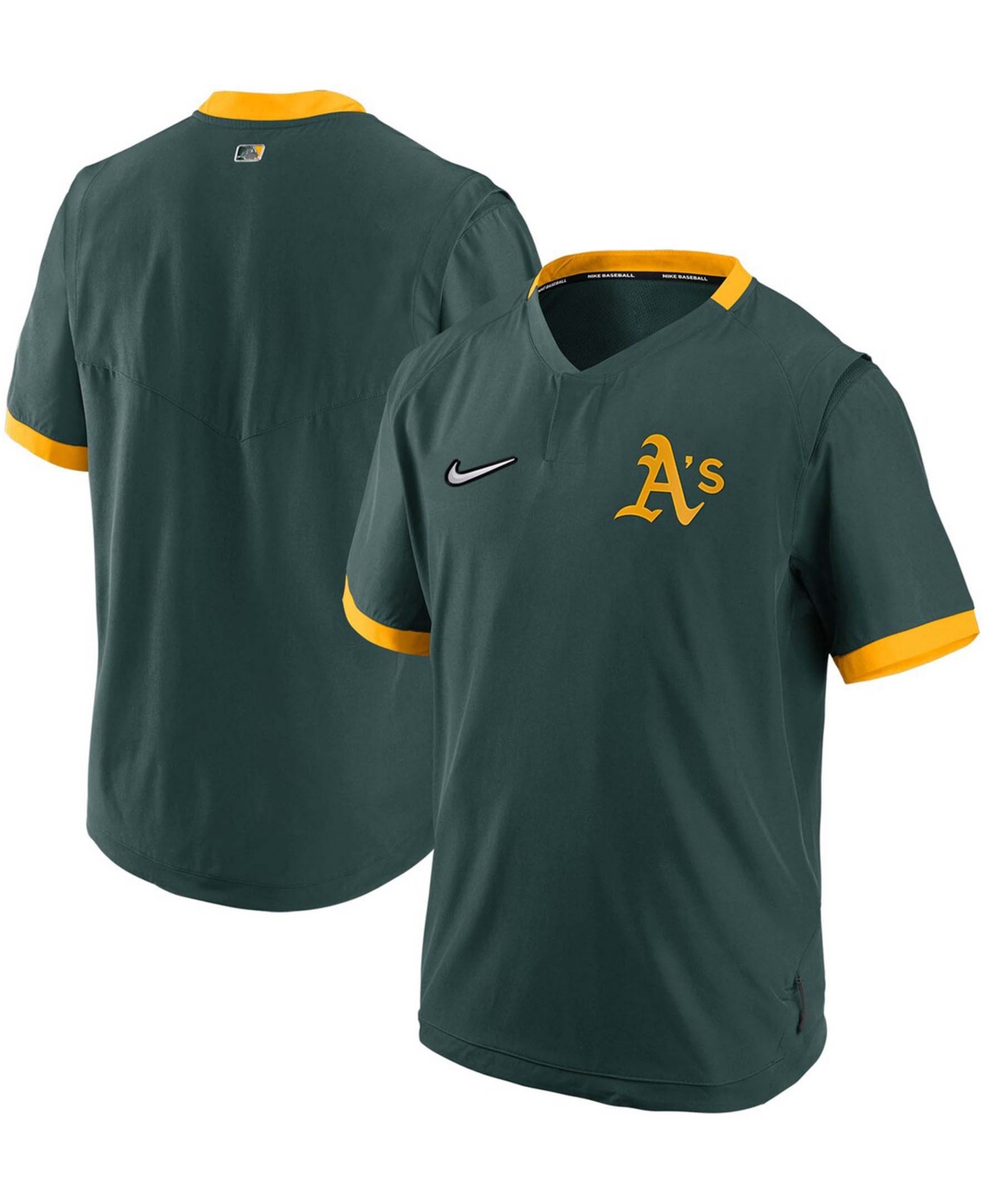 Men's Green, Gold-Tone Oakland Athletics Authentic Collection Short Sleeve Hot Pullover Jacket