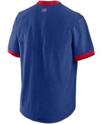 Men's Royal, Red Chicago Cubs Authentic Collection Short Sleeve Hot Pullover Jacket