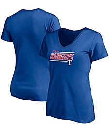 Women's Royal Texas Rangers Plus Size Mascot in Bounds V-Neck T-shirt