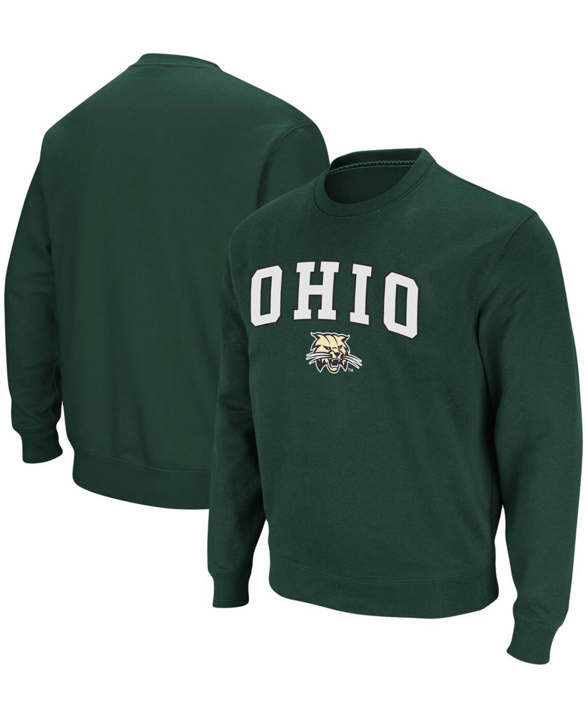Shop Colosseum Men's Green Ohio Bobcats Arch Logo Tackle Twill Pullover Sweatshirt
