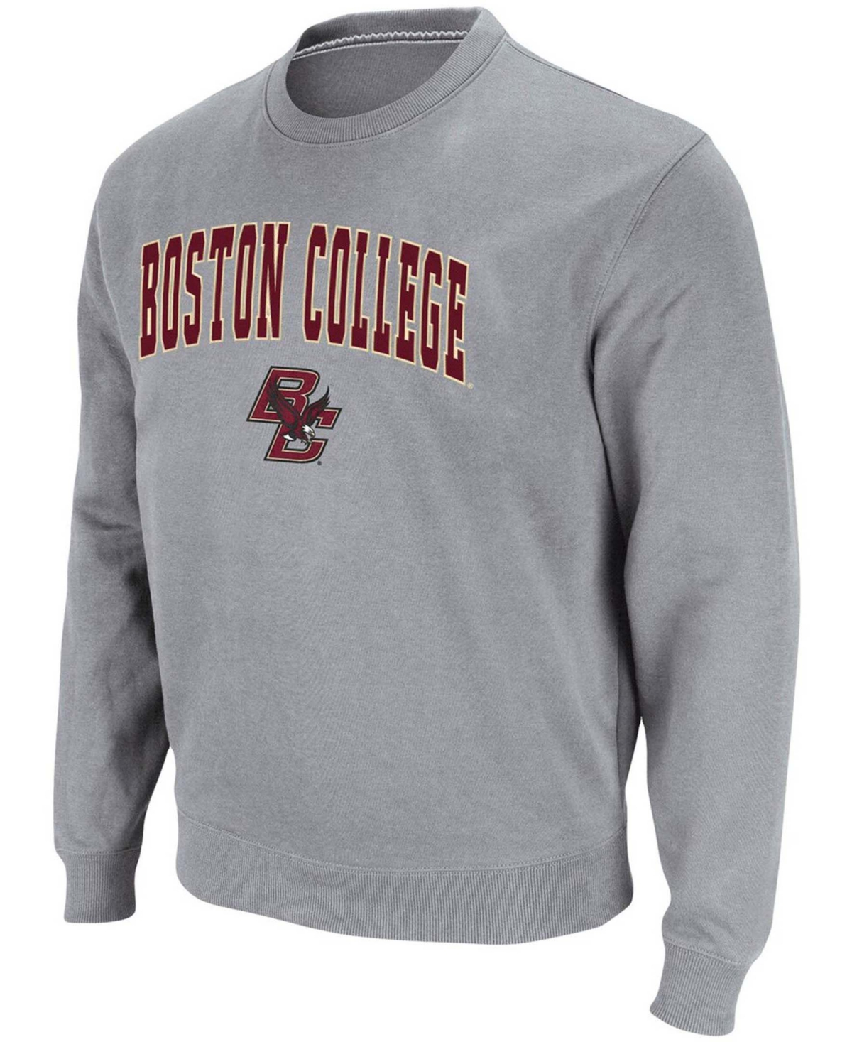 Shop Colosseum Men's Heather Gray Boston College Eagles Arch Logo Tackle Twill Pullover Sweatshirt