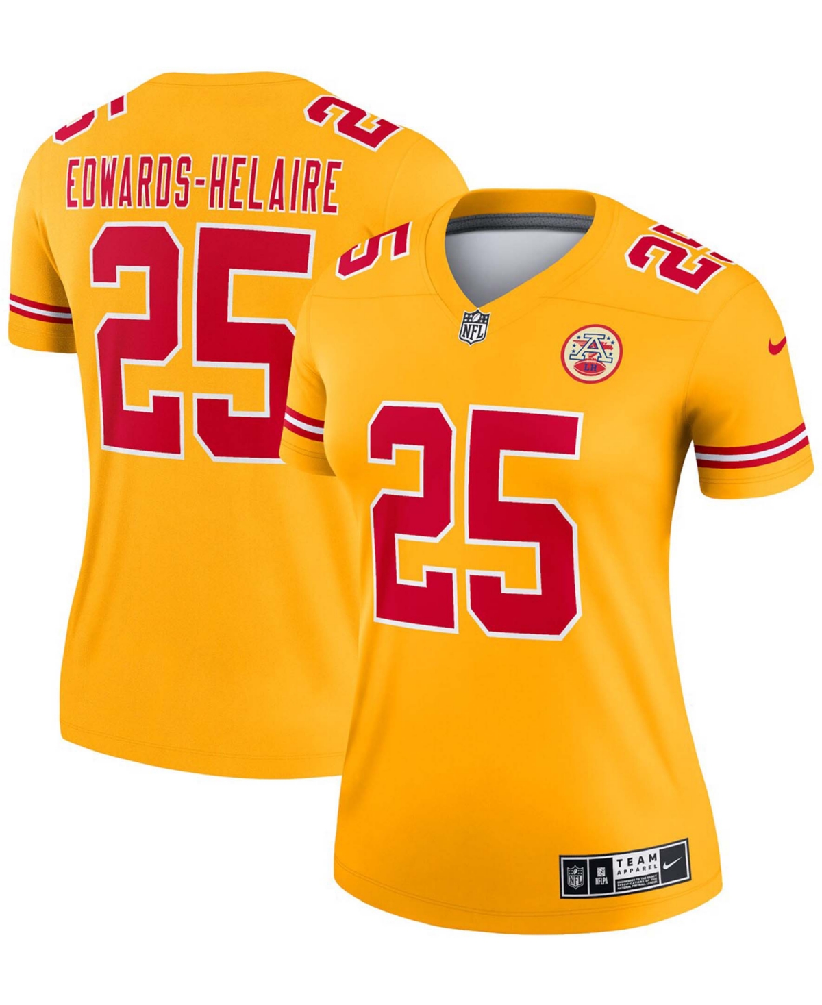 Women's Clyde Edwards-Helaire Gold-Tone Kansas City Chiefs Inverted Legend Jersey - Gold-tone
