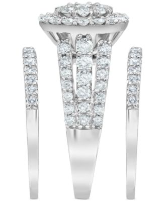 Diamond Halo Cluster Bridal Set (3 ct. t.w.) in 14k White Gold