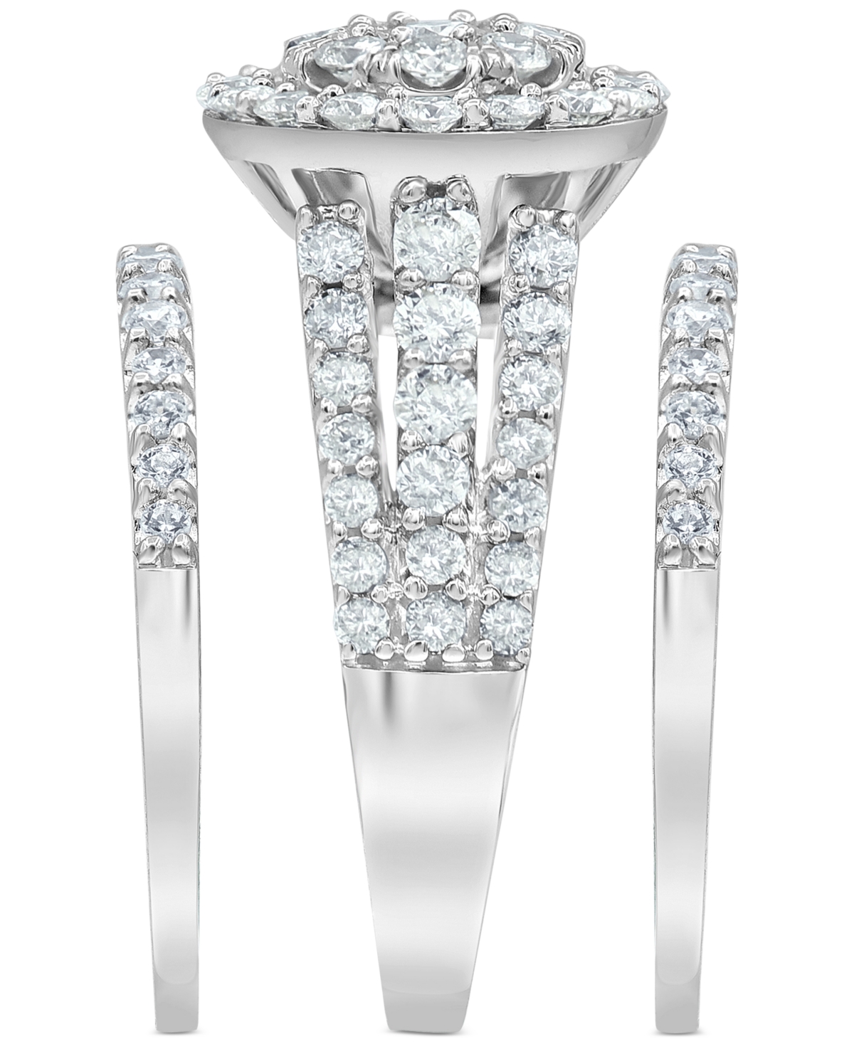 Diamond Halo Cluster Bridal Set (3 ct. t.w.) in 14k White Gold