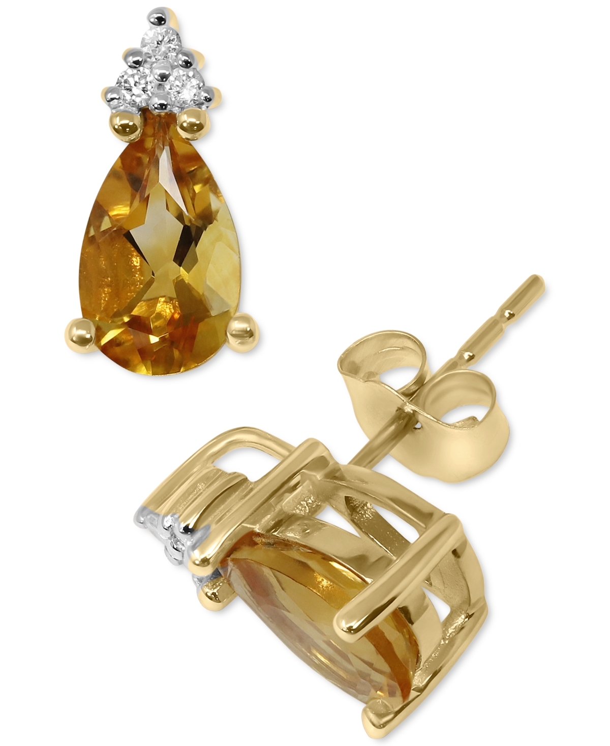 (1-3/8 ct. t.w.) & Diamond (1/20 ct. t.w.) Stud Earrings in 14k Gold - Citrine