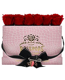Pop-Up Mock Crocodile Love Sweet Love Real Roses with Complementary Trio of Sweet Charms, Box of 12