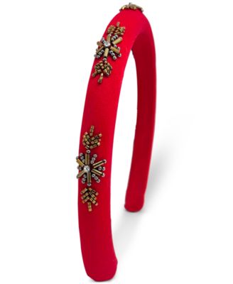 Photo 1 of INC International Concepts Gold-Tone Bead Red Mesh Headband, Created for Macy's