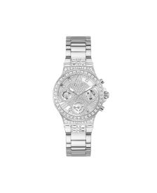 Women's Silver-Tone Stainless Steel Glitz Bracelet Multi-Function Watch 36mm