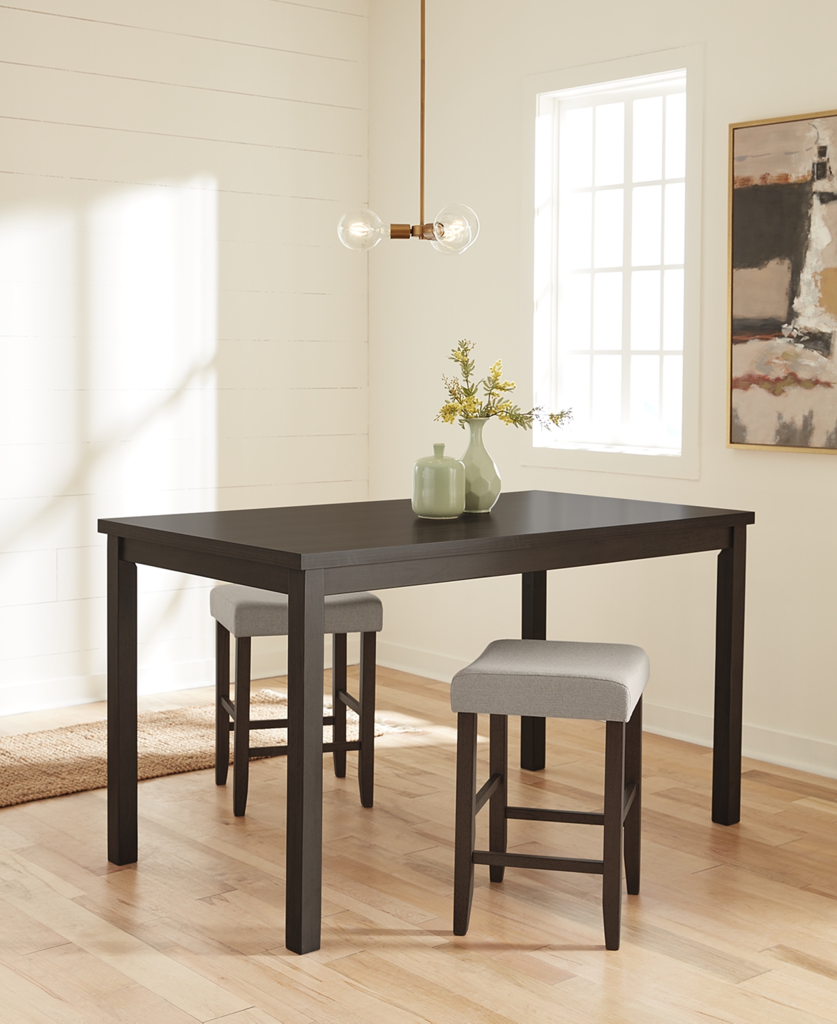 Macy's Closeout! Max Meadows Laminate 3-pc Dining Set (rectangular Table + 2 Stools) In Dark Brown