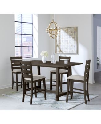Macy's - Max Meadows Counter Height 5-Pc Trestle Dining Set ( Table + 4  Side Chairs)