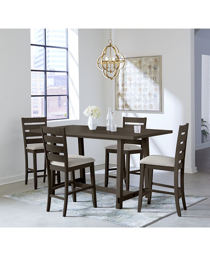Macy's Max Meadows Counter Height 5Pc Trestle Dining Set ( Table + 4