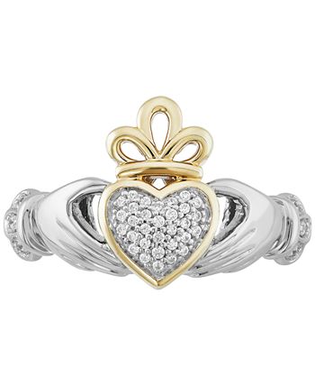 Macy s Diamond Pav Claddagh Ring 1 8 ct. t.w. in Sterling