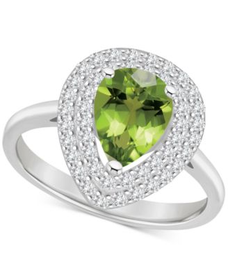 Rhodolite Garnet (1-1/10 ct. t.w.) & White Topaz (1/2 ct. t.w.) Teardrop Halo Ring in Sterling Silver (Also in Citrine, Blue Topaz, Amethyst, & Peridot)
