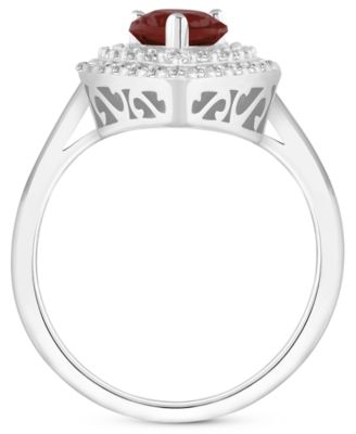 Rhodolite Garnet (1-1/10 ct. t.w.) & White Topaz (1/2 ct. t.w.) Teardrop Halo Ring in Sterling Silver (Also in Citrine, Blue Topaz, Amethyst, & Peridot)