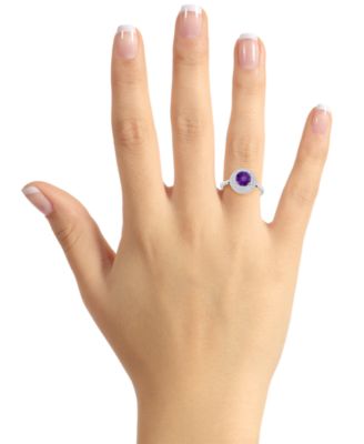 Rhodolite Garnet (1-5/8 ct. t.w.) & White Topaz (3/8 ct. t.w.) Double Halo Ring in Sterling Silver (Also in Citrine, Peridot, Amethyst, & Blue Topaz)