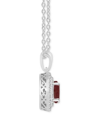 Rhodolite Garnet (1-5/8 ct. t.w.) & White Topaz (3/8 ct. t.w.) Halo 18" Pendant Necklace in Sterling Silver (Also in Citrine, Blue Topaz, Amethyst, & Peridot)