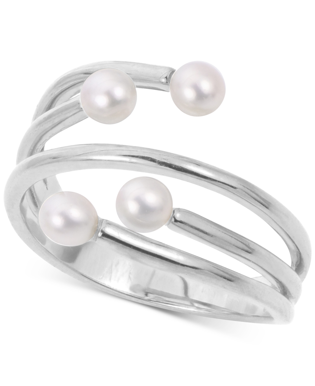 Cultured Freshwater Pearl (3-1/2 - 4mm) Wrap Ring in Sterling Silver - Silver