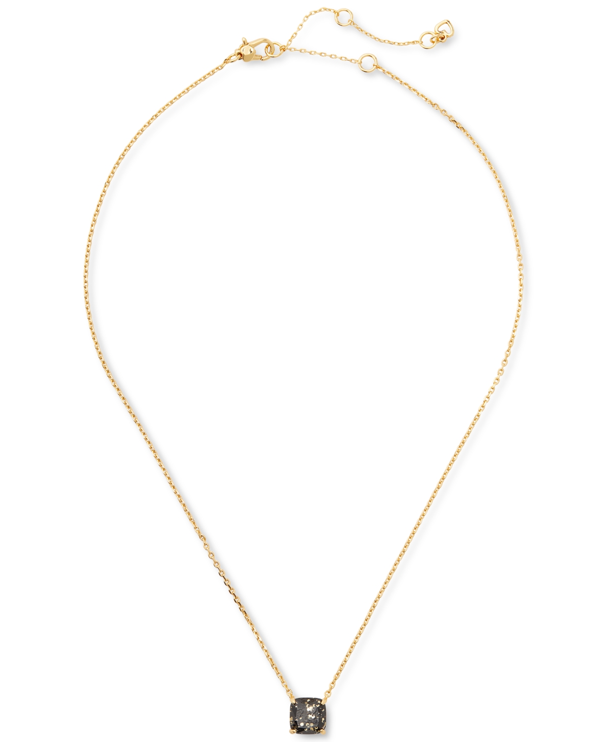 Kate Spade New York Gold-Tone Square Glitter Stone Mini Pendant Necklace, + extender