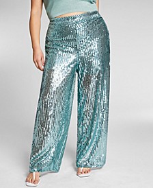Jeannie Mai X INC Plus Size Sheer Sequin Pants, Created for Macy's