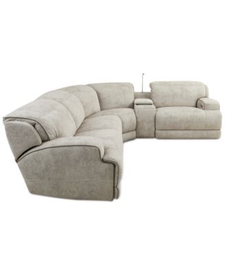 Sebaston 5-Pc. Fabric Sectional with 3 Power Motion Recliners and 1 USB Console, Created for Macy's