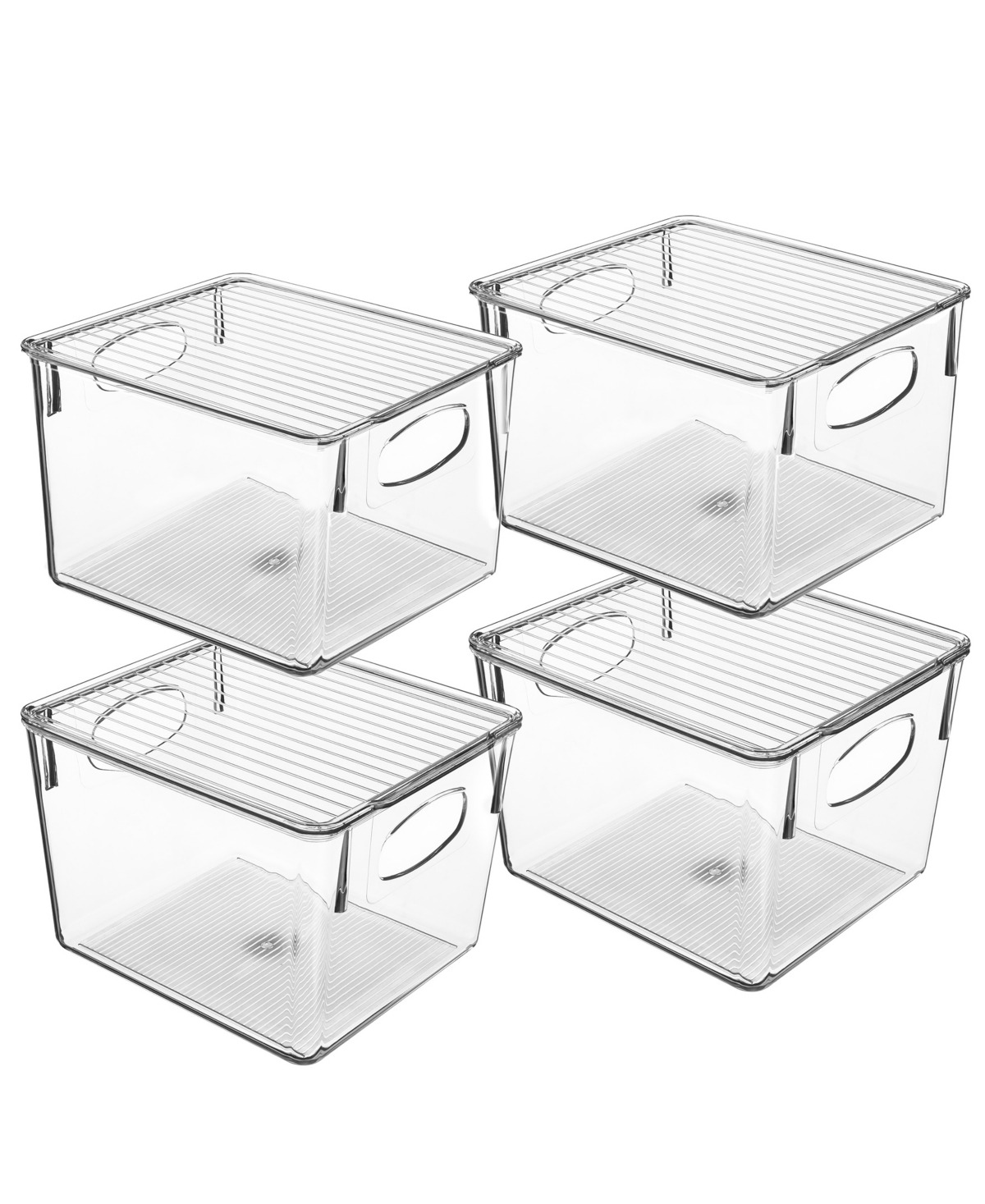 Sorbus Fridge Bin With Handles And Lid, Set Of 4 In Clear