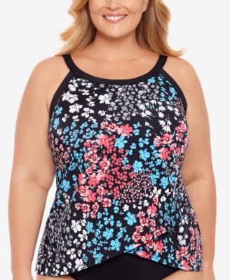 high neck tankini swim top plus size