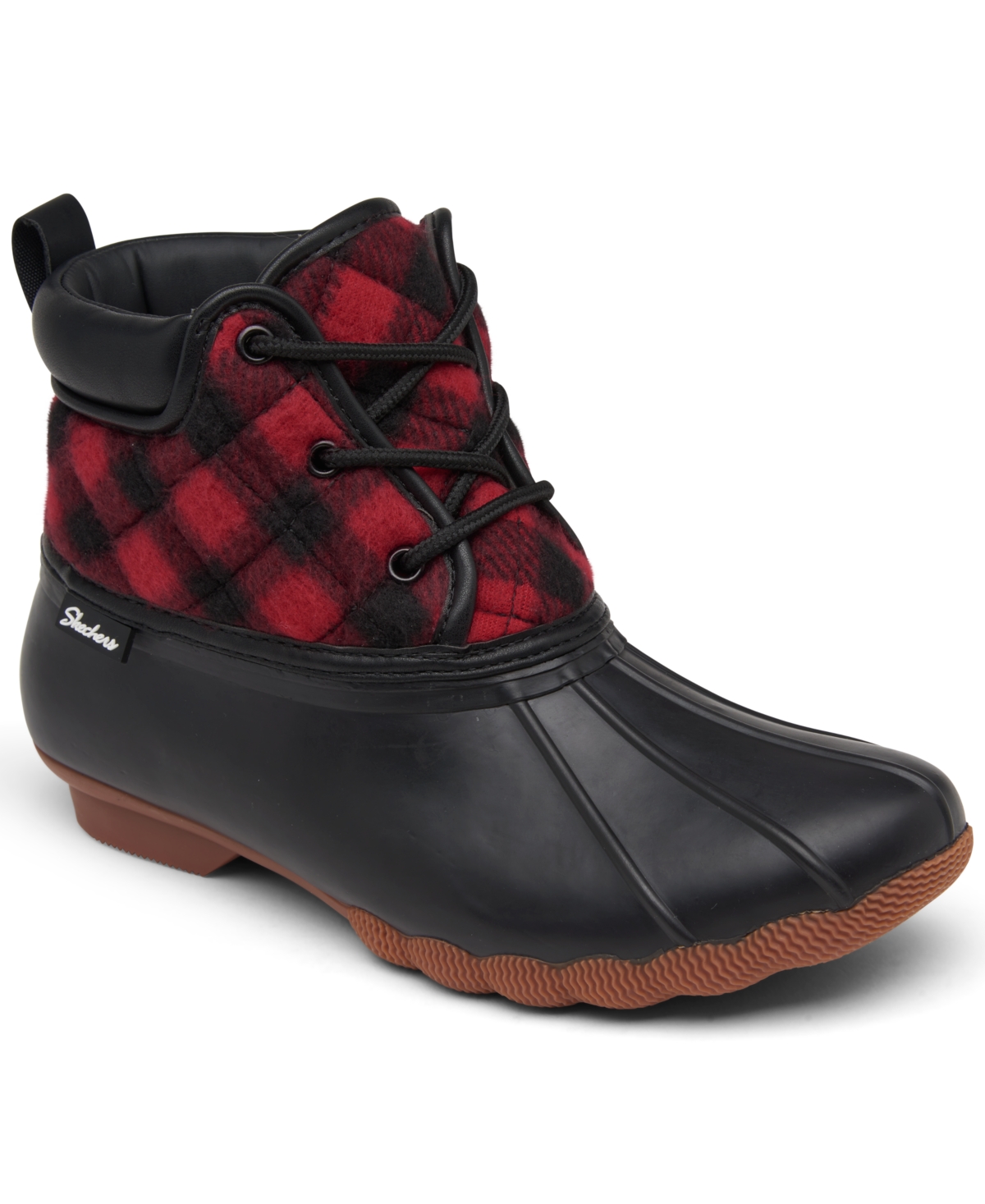 Skechers Women's Pond Good Plaid Duck Boots From Finish Line In Black
