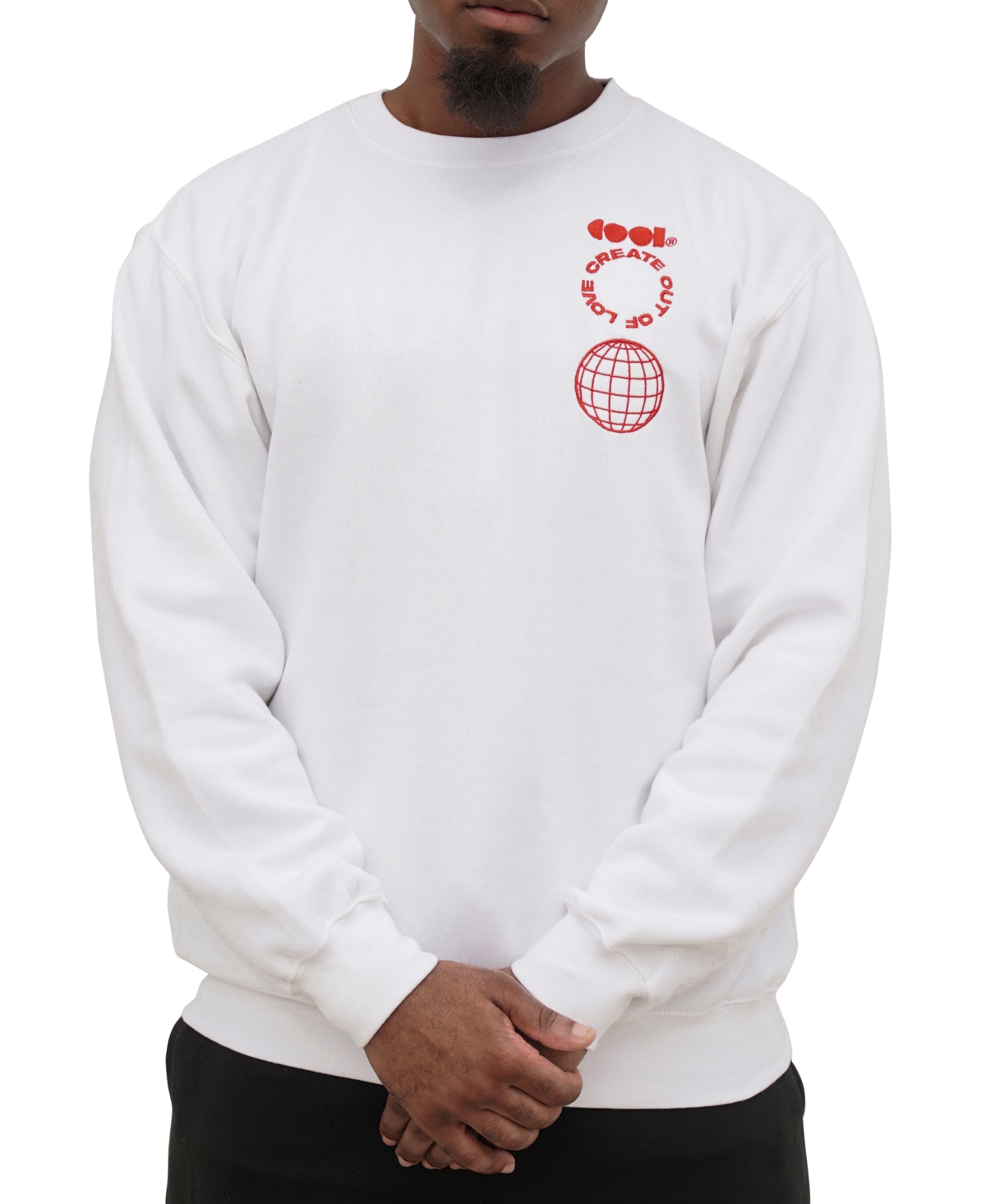 Cool Creative Men's Cool World Embroidered Printed Sweatshirt