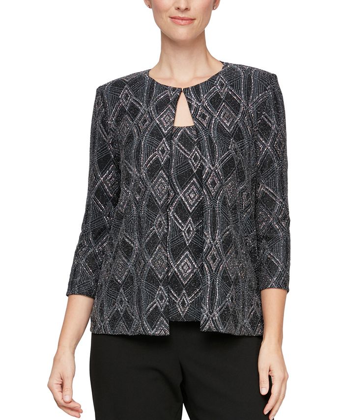 Alex Evenings Jacquard Scoop-Neck Tank Top & Jacket - Macy's