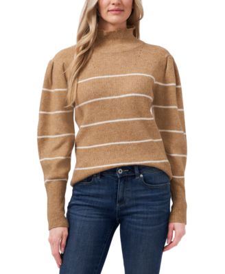 striped mock turtleneck sweater