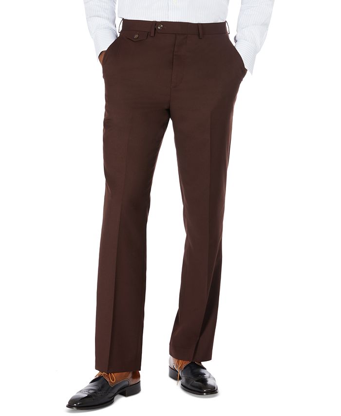 Tayion Collection Men's Classic-Fit Solid Brown Suit Separate Pants ...